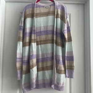 ORVIS long striped open front cardigan